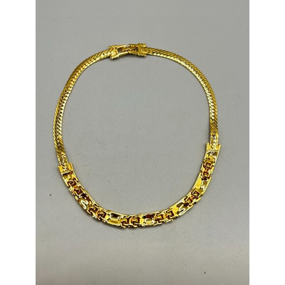 Vintage Swarovski Choker Necklace Gold Plated with Clear Crystals - Picture 5 of 8
